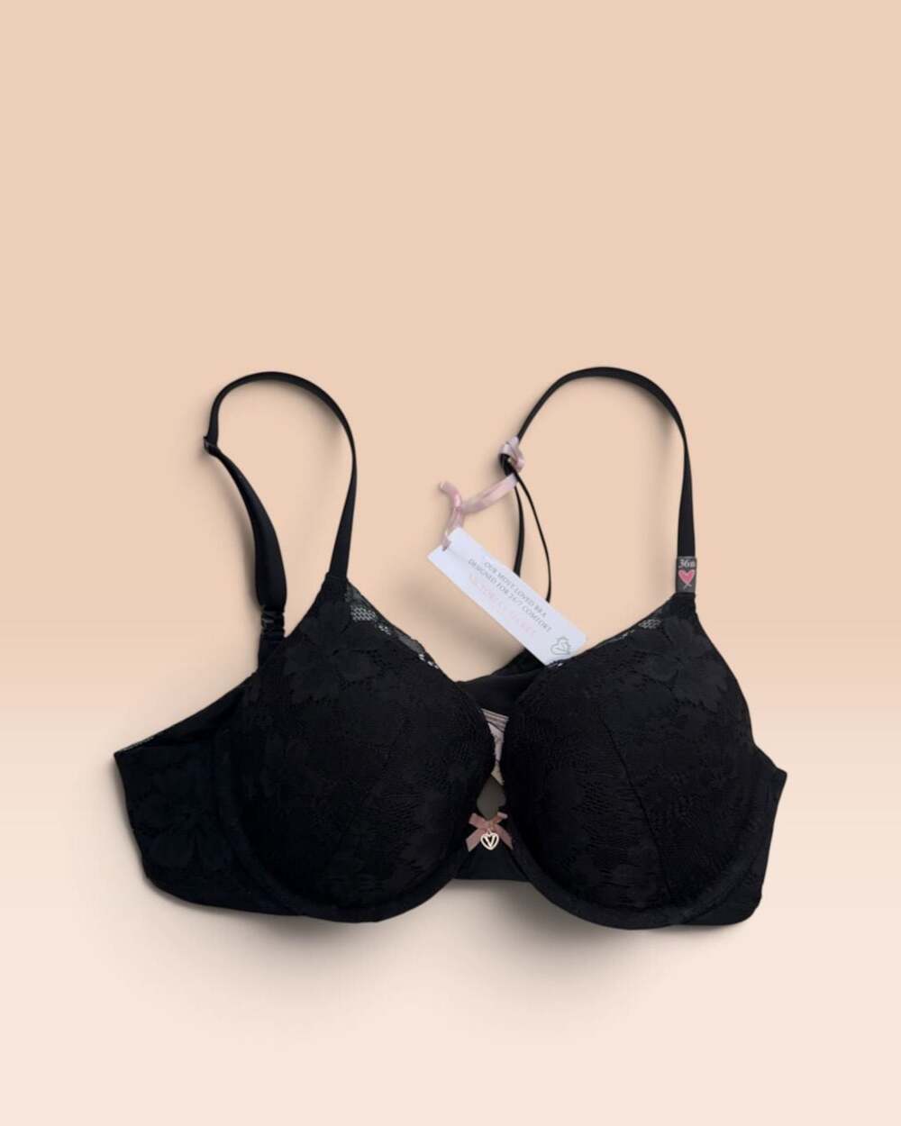 Victoria's Secret Black Lace Lined Demi Bra 36B